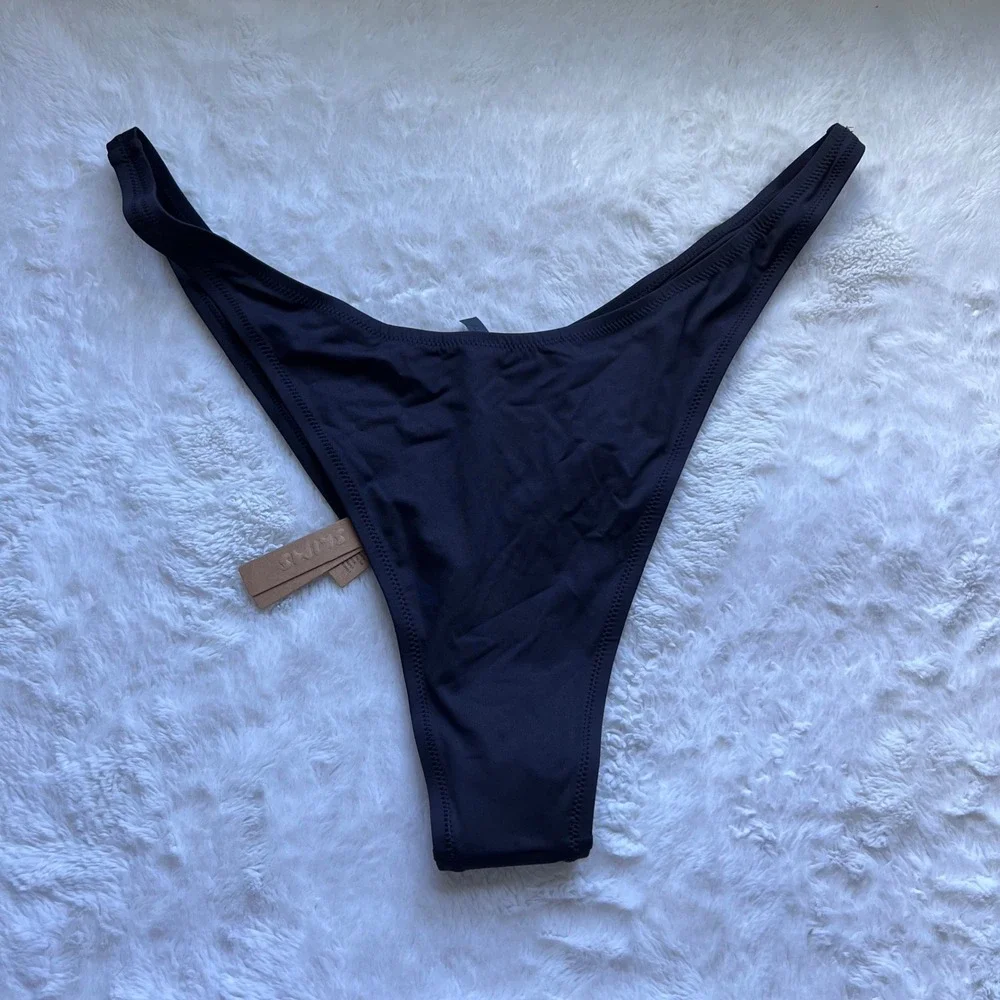 SKIMS Recycled Swim Micro Tanga Bikini Bottom Onyx Black Size 4X SW-TAN-0147 NWT